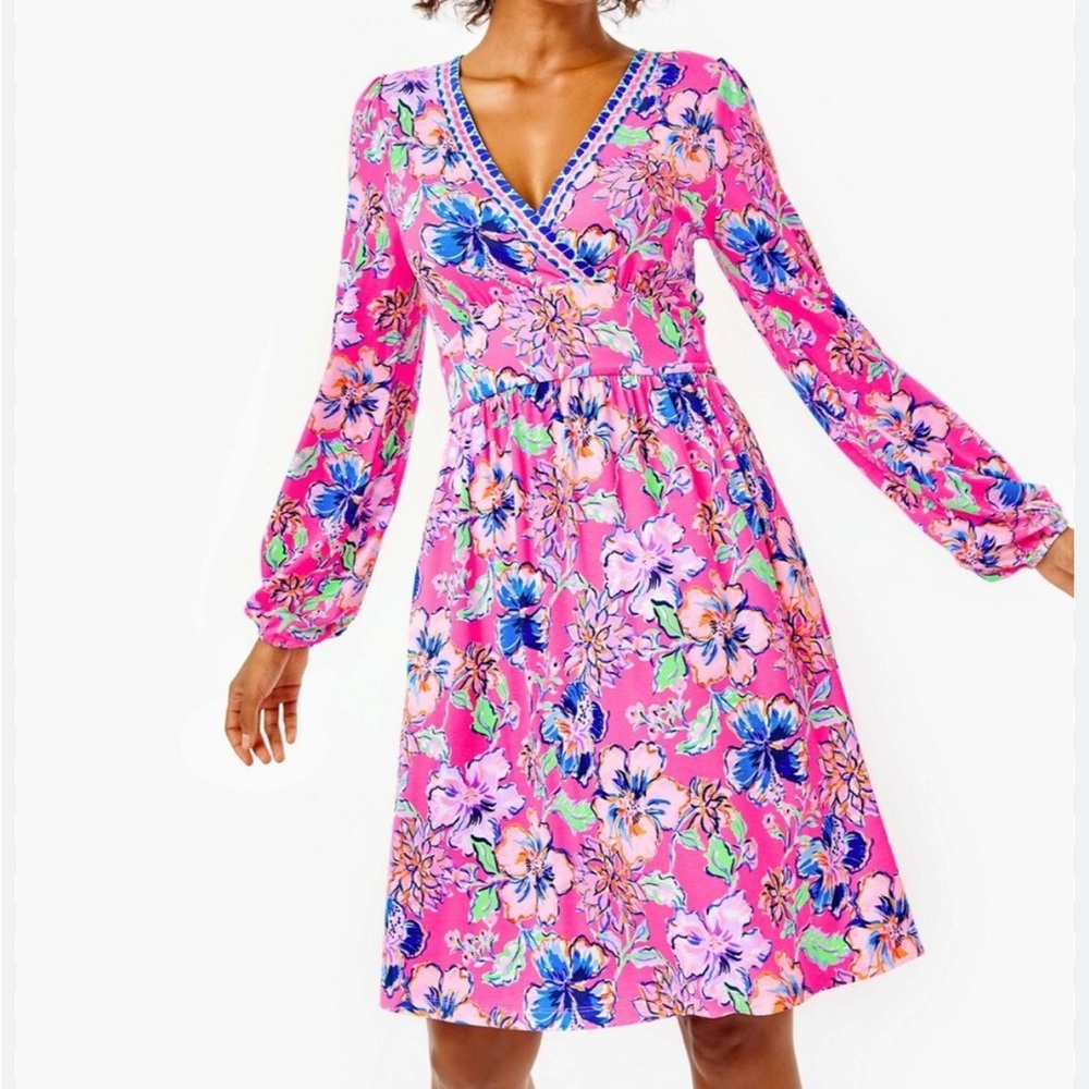 Lilly Pulitzer Carmilla Dress Pink Isle Last Bud Not Least 2 Preppy Coastal - Picture 13 of 16